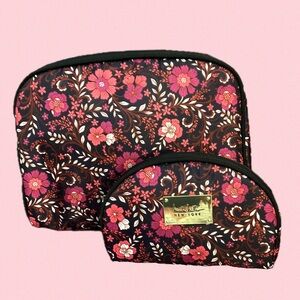 💚 Floral Cosmetic Bag (2) Set - Pink and Black NWOT